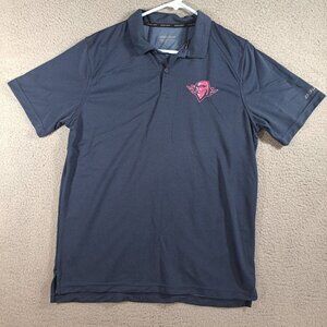 Bauer Polo Shirt Womens Large Blue Short Sleeve Sport Athletic 100% Polyester